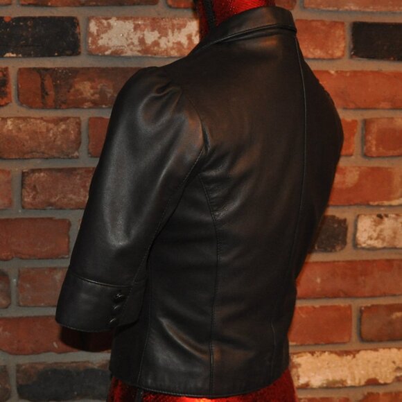 Marciano Short Sleeved Cropped Tailored Leather Jacket S - Picture 3 of 10